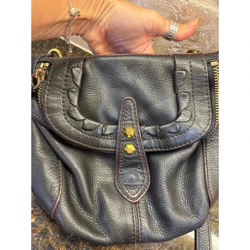 FIRM Vintage Oryany Flap Hobo Crossbody Purse Chocolate Brown Pebbled Leather